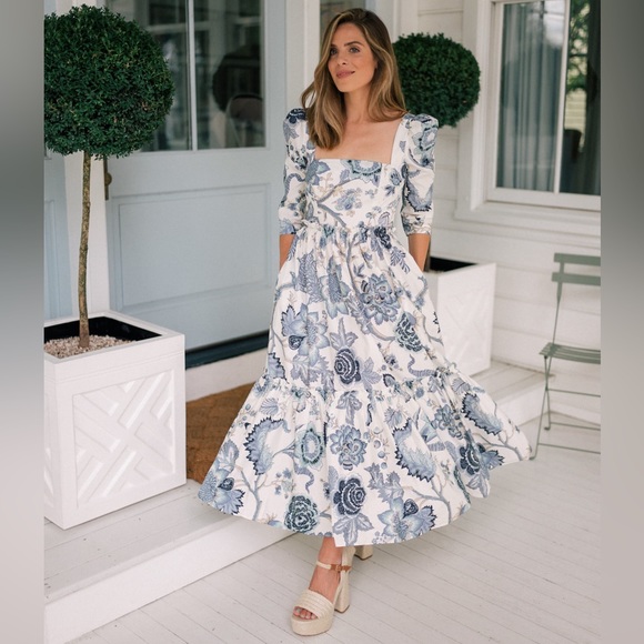 ⚡️Cara Cara Blue Hill Dress in Jacobean sz 0 - Picture 8 of 10